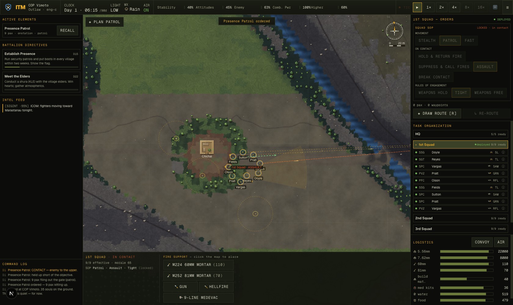 Assault overlays during an AI-run firefight
