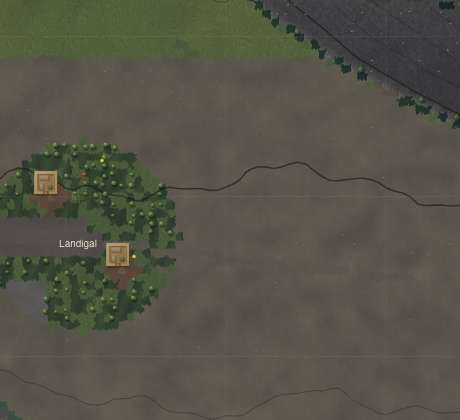 A village rendered as a ring of distinct walled qalats in orchards