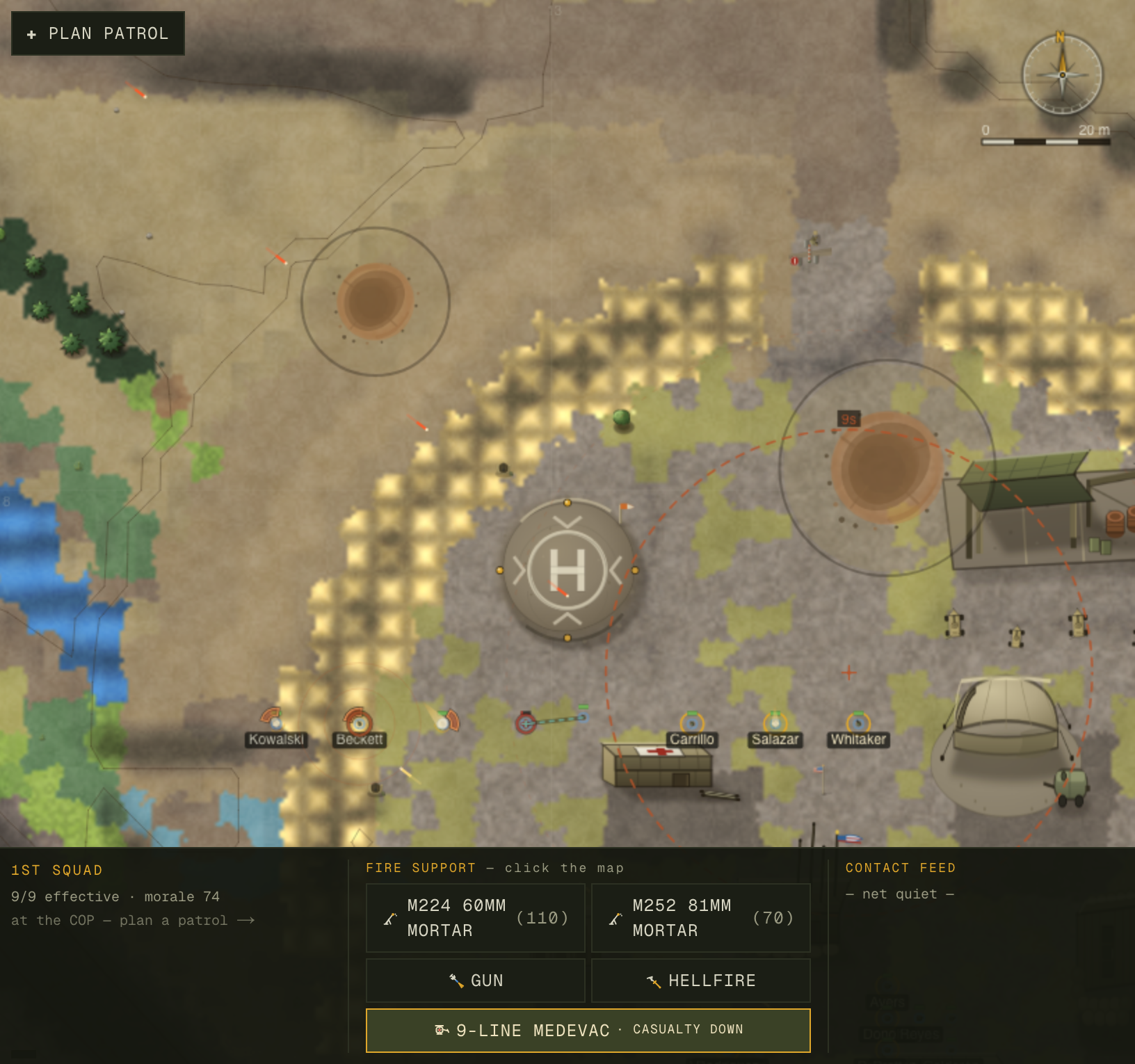 Daytime firefight on the green valley floor