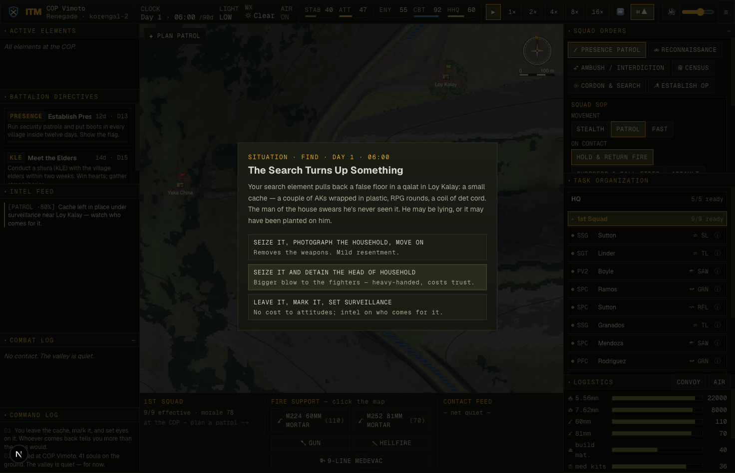 A dwell event modal rendered live in the deployed game