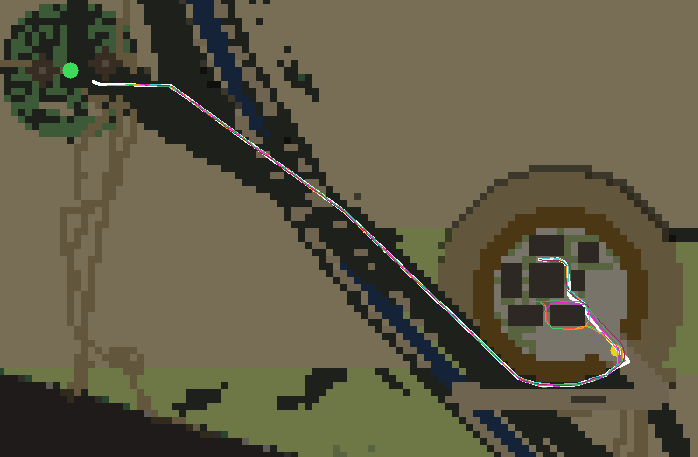Planned patrol route, before — a near-straight diagonal